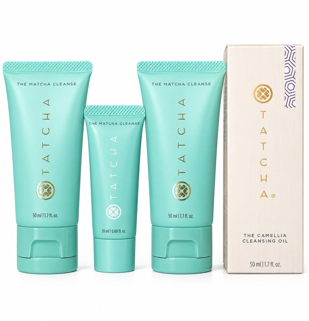 TATCHA The Matcha Cleanse & Camellia Cleansing Oil 4-Pc Set New